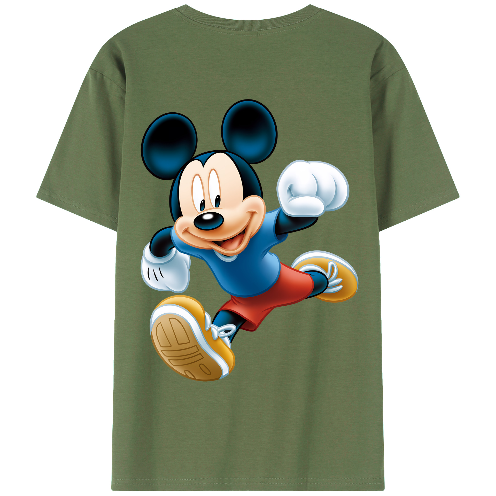 （画像用） ミッキーマウス Mickey Mouse 綿100％ メンズ半袖Tシャツ（バックプリント） 通気性